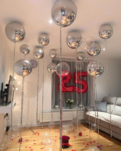 Balloons in London 📍 on Instagram: “When the husband goes all out for her 🙈🙈🙈 • • • • #balloonsinlondon #balloonarch #deliveryforballoons #balloondecorator #balloongarland…” 24th Birthday Balloon Ideas, Twenty Two Birthday Ideas, 22 Birthday Room Decor, 27 Year Old Birthday Ideas For Her, Balloons On Ceiling Party Ideas, 22nd Birthday Balloons, 25 Birthday Ideas Decoration, 25 Birthday Balloons, 25th Birthday Balloons