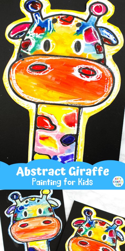 Abstract Giraffe Painting Idea for Kids Abstract Giraffe, Giraffe Printable, Animal Art Projects, Giraffe Painting, Kids Painting, Giraffe Art, Animal Crafts For Kids, Elementary Art Projects, Kindergarten Art