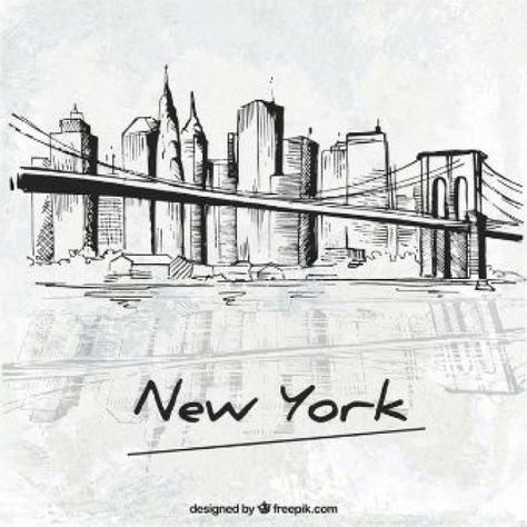 Nyc Drawing, New York Drawing, Cityscape Silhouette, Skyline Drawing, New York Journal, City Skyline Silhouette, Cityscape Wallpaper, Fineliner Art, New York Buildings