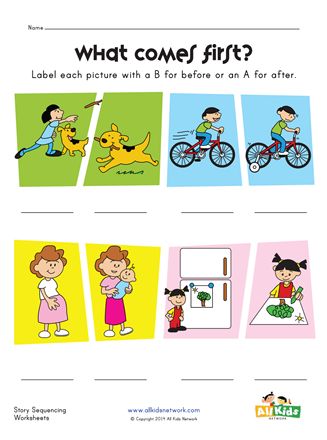 Before and After Worksheet | All Kids Network Picture Sequencing Worksheets, Picture Sequencing, Alphabet Monster, Sequencing Stories, Story Sequencing Worksheets, Sequencing Activities Kindergarten, Speech Therapy Worksheets, Sequencing Pictures, Sequencing Worksheets