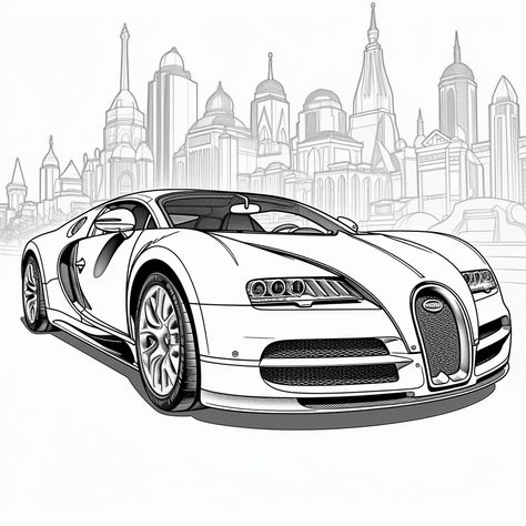 This fun and interactive coloring page features the iconic Bugatti sports car, allowing kids to explore their creativity and design their very own dream car. The coloring page emphasizes the importance of imagination and encourages kids to think outside the box. #bugatti #coloringpage #dreamcar #imagination #creativity #design #kidsactivities Sports Car Sketch Pencil, Sport Car Coloring Pages, Bugatti Coloring Pages, Sports Car Coloring Pages, Bugatti Drawing, Car Colouring Pages, Car Drawing Easy, Sports Cars Bugatti, Art Coloring Book