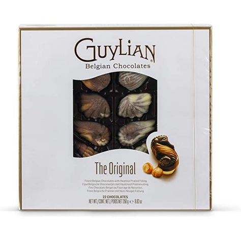 Guylian Chocolate, Chocolate Seashells, Hazelnut Filling, Pure Cocoa Butter, Cinnamon Twists, Hazelnut Praline, Christmas Food Gifts, Chocolate Shells, Healthy Groceries