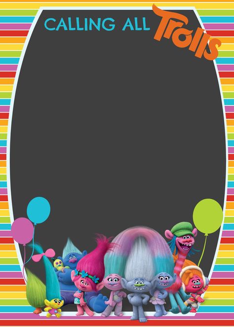 Trolls Invitation Template, Trolls Birthday Invitation, Troll Party Theme, Trolls Invitation, Birthday Party Invitations Free, Trolls Birthday Party, Troll Party, Birthday Party Invitation Templates, Birthday Template