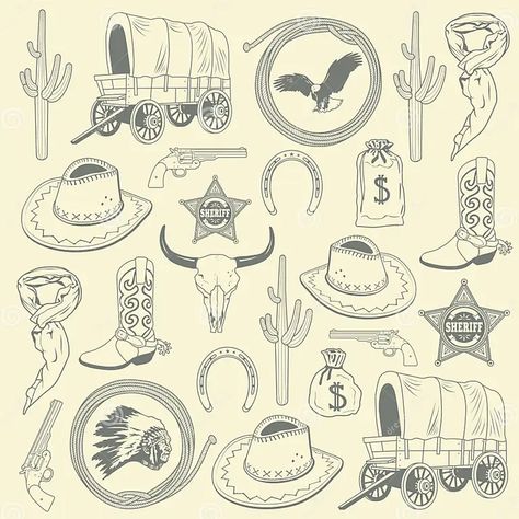 Cowboy seamless pattern stock vector. Illustration of colored - 29105331 Katy Aesthetic, Cowboy Boot Tattoo, Cowgirl Tattoos, Cowboy Tattoos, Western Artwork, Cowboy Design, Cowboy Aesthetic, Western Tattoos, Theme Tattoo