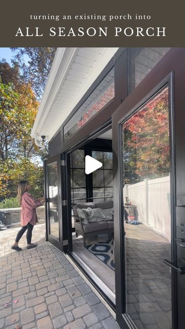 553K views · 25K likes | Scarlet Oak Homes on Instagram: "save for your next porch project! we converted an existing screened in porch to an all seasoned porch. these slidable vinyl panels with aluminum frames are perfect for the mild winter here in the Carolina’s ☀️ no more wind, dust or pollen seeping through the screen into your porch! very lightweight + simple install…or you can just call us??😜" Ideas To Enclose Patio, Screened Porch With Windows, Enclosed Glass Porch Ideas, Back Enclosed Porch Ideas, A Frame Screened In Porch, How To Enclose A Porch, Backyard Screened In Patio Ideas, Outside Back Porch Ideas, Outdoor Patio Enclosure Ideas