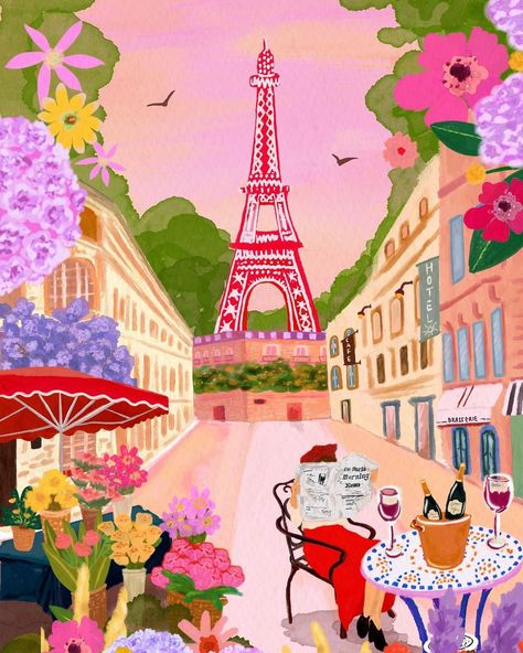 Bonjour March🌸 Spring is here and I’m welcoming it with a fresh Paris print full of blooming charm! 🌼✨ When Paris comes to mind, so does… | Instagram Eiffel Tower Illustration, Paris In Spring, Paris Illustration, City Of Paris, Colourful Art, Paris Print, Paris Eiffel Tower, Illustrators On Instagram, Art Licensing