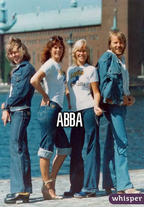 Abba Outfits, Abba Costumes, Frida Abba, Abba Mania, Lois Jeans, Marlon Brando, Aretha Franklin, Outfit Jeans, Pop Bands