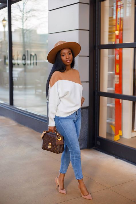 Black Women Spring Fashion, Fedora Hat Outfit Black Women Classy, Fedora Hat Outfit Fall Black Women, Casual Chic Outfits Black Women, Black Women In Fedora Hats, Chic Fall Fedora, Women’s Fedora Hat Outfit, Black Women Fall Fashion, Chique Outfits