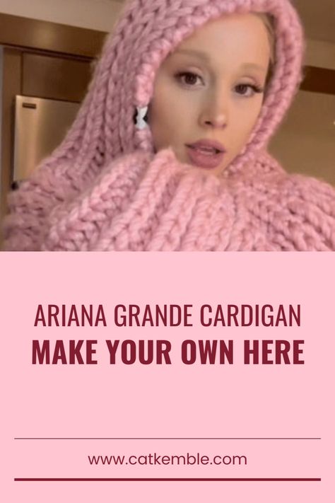 Crochet Chunky Hoodie, Crochet Ariana Grande, Crochet Hooded Cardigan, Ariana Grande Pink, Diy Knitting Projects, Crochet Diy Tutorial, Holiday Crafts Diy, Diy Yarn Crafts, Youtube Playlist