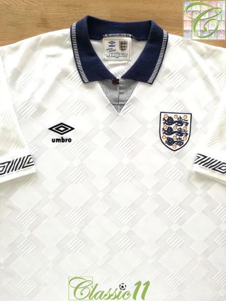 1990/91 England Home Football Shirt / Original Old Umbro Soccer Jersey | Classic Football Shirts