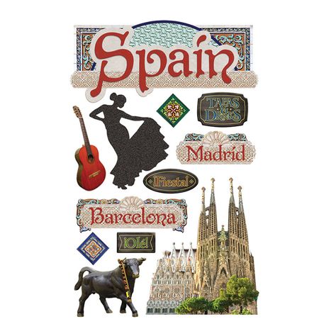 Buy the Paper House® 3D Stickers, Spain at Michaels.com. Chronicle your experiences of beautiful Spain using the Paper House® Spain Stickers. 3d Scrapbook, Travel Journal Scrapbook, Paper House, Scrapbook Stickers Printable, Puffy Stickers, 3d Stickers, Travel Stickers, Scrapbook Embellishments, Glitter Paper