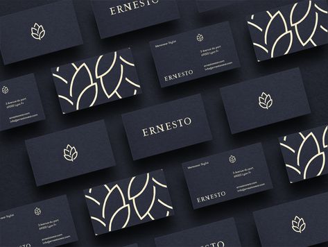 Ernesto on Behance Dark Blue Branding Design, Luxury Brand Ideas, Luxury Pattern Design Inspiration, Dark Blue Packaging, Dark Brand Identity, Elegant Card Design, Dark Branding Design, Bold Luxury Branding, Luxury Graphic Design Branding