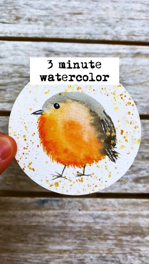 Mary Wu | Aspiring Watercolor & Flower Preservationist | 3 minutes is all you need to paint this cute bird with watercolor 🤗 🐤slowed down video with directions for subscribers🐤 “A bird does not… | Instagram Simple Animal Watercolor Paintings, How To Watercolor Birds, Ink And Watercolor Art Tutorial, Watercolor Cute Animals, Watercolor Birds Easy, How To Watercolor Paint, Things To Watercolor, Mary Wu, Watercolor Birds Tutorial