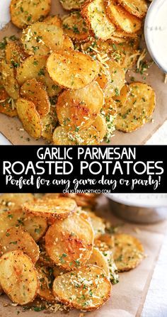 Garlic Parmesan Roasted Potatoes, Easy Family Dinner Ideas, Potato Roasted, Parmesan Roasted Potatoes, Easy Family Dinner, Sheet Pans, Family Dinner Ideas, One Pot Dinners, Dinner Side Dishes