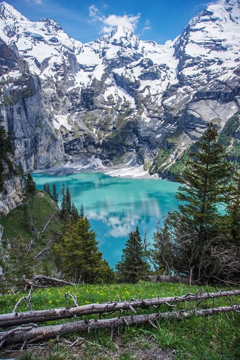 Swiss alps… Mountains In Switzerland, Most Beautiful Mountains In The World, Lake In Switzerland, Switzerland Alps Mountain, Switzerland Cabin, Lake Oeschinensee, Oeschinensee Switzerland, Switzerland Pictures, Switzerland View