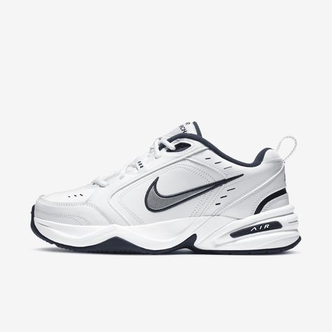 Nike Air Monarch IV sets you up for working out with durable leather on top for support. Lightweight foam teams up with Nike Air cushioning for comfort in every stride. Air Monarch Iv, Mode Cyberpunk, Nike Air Monarch Iv, Zapatillas Nike Air, Nike Air Monarch, Men's Workout, Mens Training Shoes, Sneakers Mode, Workout Shoes