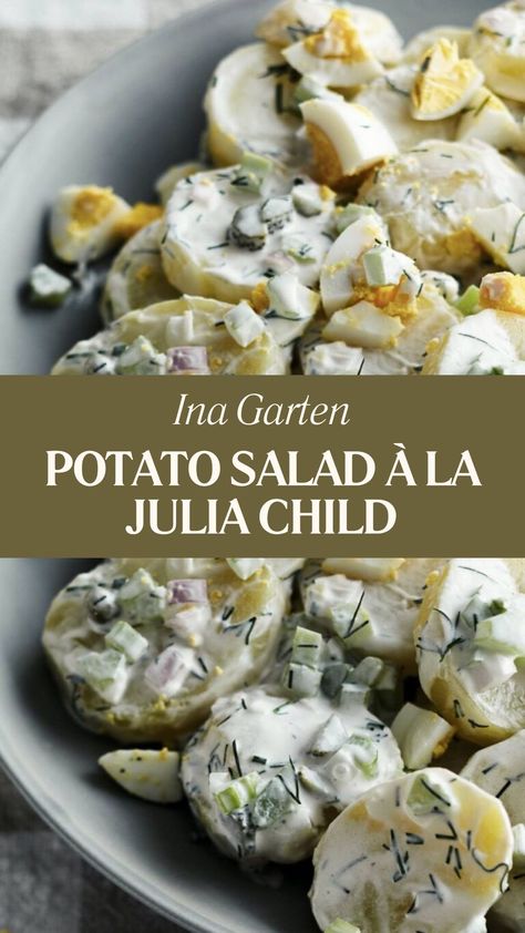 Ina Garten Potato Salad À La Julia Child Tarragon Potato Salad, Herby Potato Salad, Potato Salad Ina Garten, Ina Garten Potato Salad, Original Potato Salad Recipe, Delicious Potato Salad, Dill Potato Salad, Best Ina Garten Recipes, Potatoes Dauphinoise