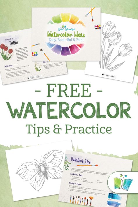 Free Watercolour Printables, Coloring Pages For Watercolor, Watercolor Practice Worksheet, Printable Watercolor Art Free, Watercolor Pages Free Printable, Printable Watercolor Coloring Pages, Easy Watercolor Projects, Free Watercolor Printable Templates, Watercolor Outlines Printable