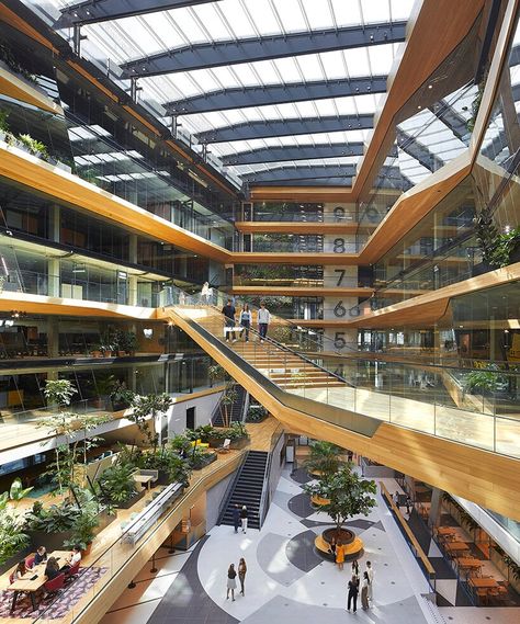 booking.com's nature-filled city campus by UNStudio & hofmandujardin opens in amsterdam Green Office Design, 2023 Picture, Campus Design, Building Stairs, Pale Wood, Concept Diagram, Architecture Concept, Building Structure, Amsterdam Netherlands