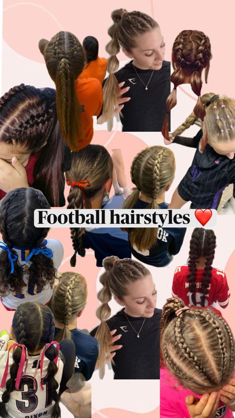 Hairstyles For Flag Football, Football Hair Styles, Flag Football Hairstyles, Braided Hairstyles Into Ponytail, Soccer Hair Styles, Soccer Hairstyles For Short Hair, Softball Hairstyles Braids, Game Day Braids, Wrestling Hairstyles