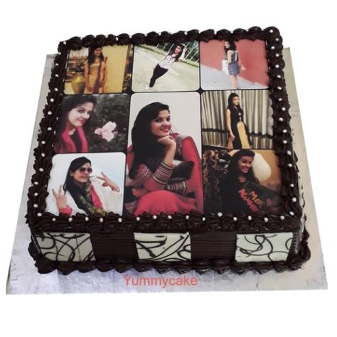 Top quality photo cakes for special occasions like birthday, anniversary, and engagement etc. order online, free delivery. Cake With Photo Print, Photo Cake Ideas Pictures, 16th Cake Ideas, Photo Cake Design, Photo Print Cake, 1st Anniversary Cake, Picture Cake, Photo Cakes, Midnight Cake