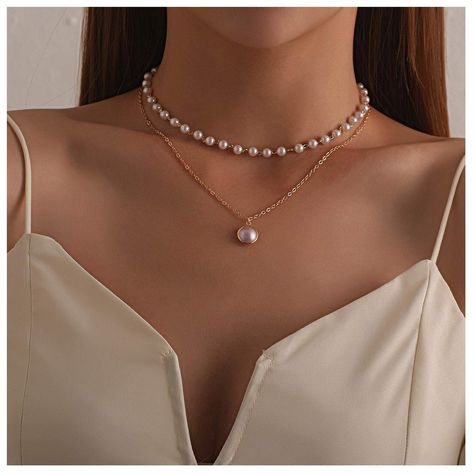 Layered Pearl Necklace, Beautiful Pearl Necklace, Gold Chain Choker, Earrings Classic, Cheap Earrings, Jewelry White, Beaded Pendant Necklace, Chain Choker Necklace, Pearl Pendant Necklace