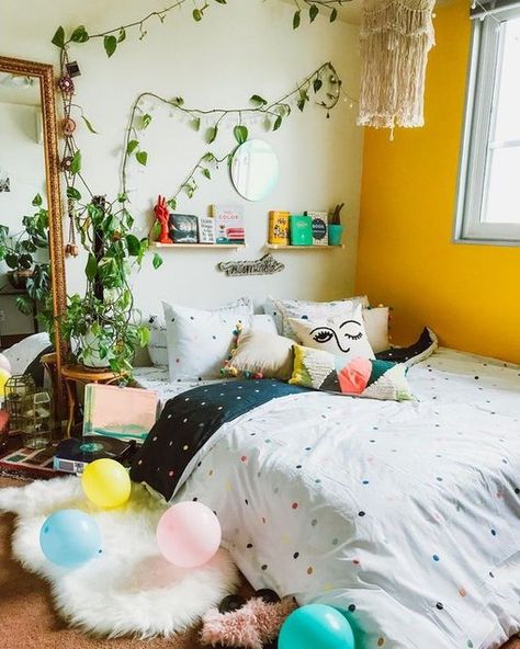 These 10 Yellow Bedroom Ideas Are Cheerfully Bright | Hunker Yellow Teen Bedroom, Yellow Walls Bedroom Ideas, Green And Yellow Bedroom, Cheerful Bedroom, Roses Bedroom, Sunflower Bedroom, Yellow Bedroom Ideas, Peach Bedroom, Small Den