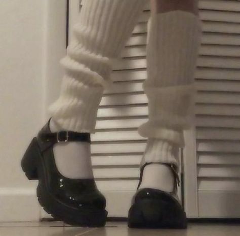 Socks, Black, Leg Warmers, Black Shoes, White