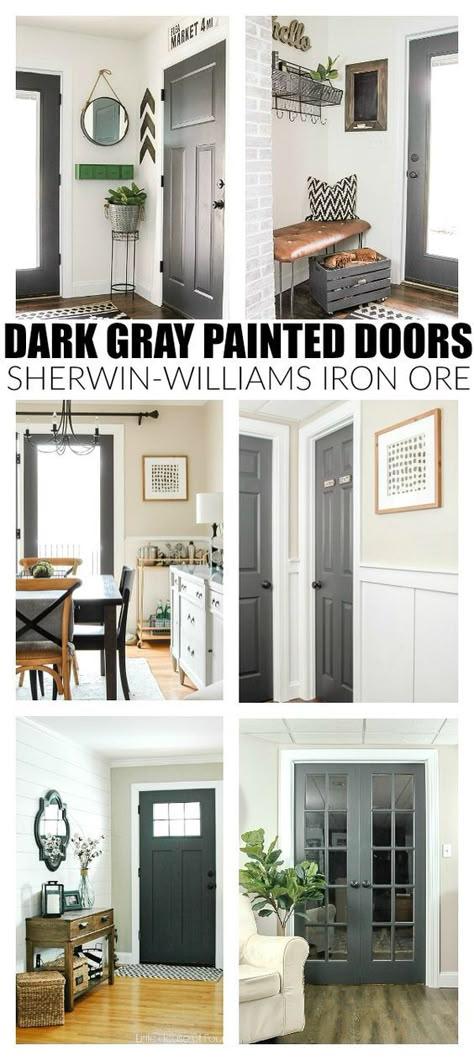 The Power of Paint: Dark Painted Interior Doors Estilo Cottage, Painted Interior Doors, Interior Minimalista, Interior Vintage, French Doors Interior, Kitchen Doors, Painted Doors, Style At Home, Interior Door