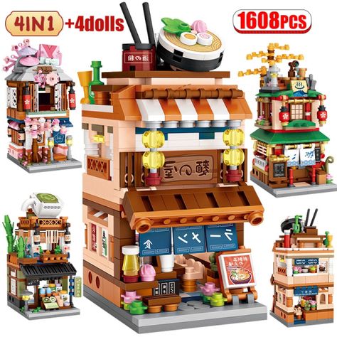 Mini Building, Spring House, Ramen Shop, Japan Architecture, Kids Blocks, Model Building Kits, Construction Toy, Japanese Street, Puzzles Gifts