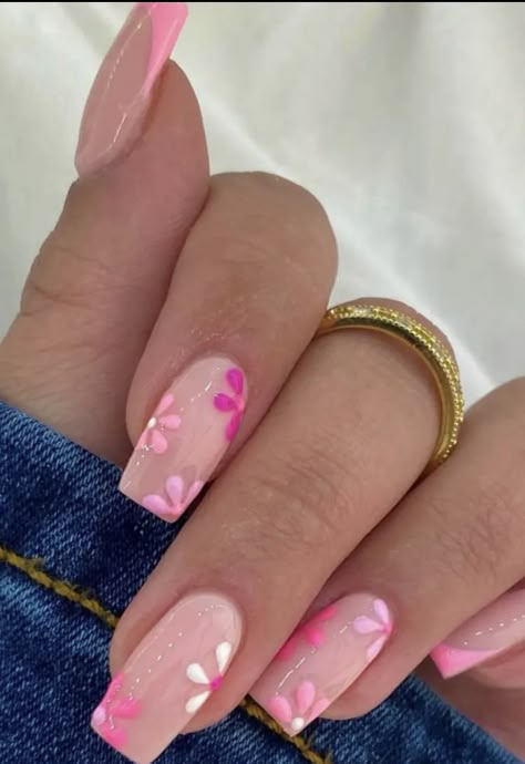 Kawaii Spring, Unghie Nail Art, Summery Nails, Classy Acrylic Nails, Nails Blue, Summer Acrylic Nails, Nails Glitter, Acrylic Nails Coffin Short, Diy Spring