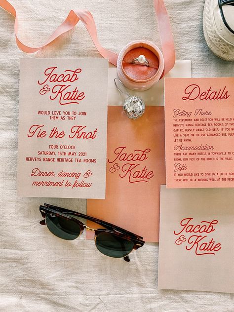 If you're planning a super fun shin dig for your nuptials and you just aren't feeling the cursive+floral vibes that dominate the wedding stationery world, then you've found the right place!  We have a range of out of this world, retro and boho inspired, 70s vibe filled, super FUN wedding stationery that you can choose to customise to suit your special day. The 'Sugar Pie' Wedding Stationery Suite is like ordering a cherry cola at an old school diner! Featuring the best clashy yet complimentary c Pie Wedding, Sugar Pie, Wedding Stationery Suite, Wedding Printable, Cherry Cola, Retro Wedding, Wedding Mood Board, Wedding Mood, Wedding Signage