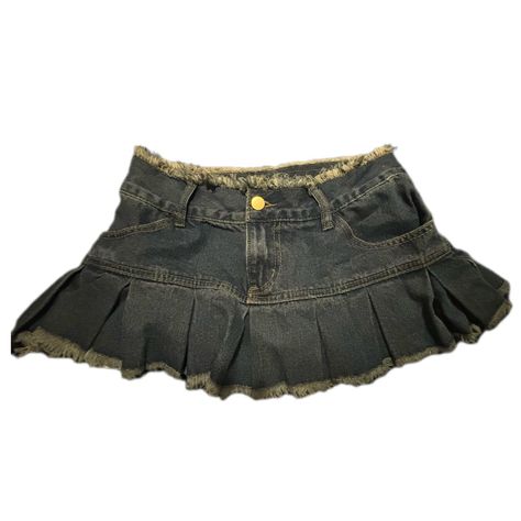 Unworn Denim Skirt Kawaii, Mini Denim Pleated Skirt, Thrifted Skirts, 00s Skirt, Pleated Jean Skirt, Edgy Skirt, Denim Mini Skirt Y2k, Skirt Png, Y2k Skirts