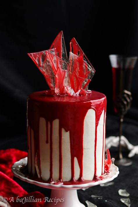 Bloody Red Velvet Cake - A baJillian Recipes Red Velvet Cake Frosting, Strawberry Lemonade Cookies, Blue Velvet Cakes, Strawberry Tiramisu, Black Food Coloring, Lemon Sugar Cookies, White Chocolate Ganache, Sugar Cookie Frosting, Toffee Bits