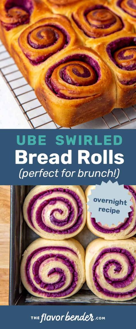 Ube Cinnamon Roll, Ube Butter Recipe, Japanese Milk Bread Cinnamon Rolls, Ube Bread Rolls, Ube Sourdough Bread, Ube Rolls Recipe, Ube Sourdough, Ube Cinnamon Rolls Homemade, Ube Roll Bread