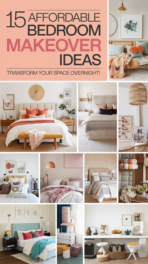 15 Affordable Bedroom Makeover Ideas That'll Transform Your Space Overnight! Easy Bedroom Makeover Budget, Rented Bedroom Ideas, Renter Bedroom Ideas, Renter Friendly Bedroom Ideas, Renovating Bedroom, Easy Bedroom Decor Diy, Renter Friendly Bedroom, Easy Bedroom Makeover, Affordable Bedroom Makeover