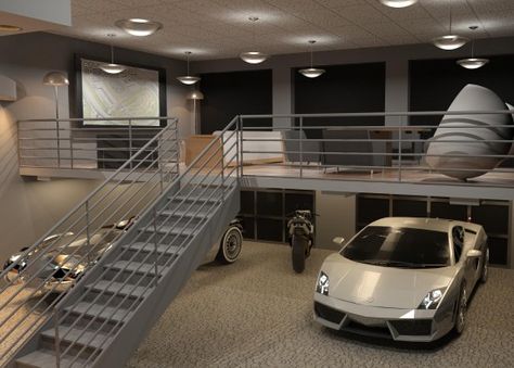 Man Garage, Garage Loft, Cool Garages, Luxury Garage, Small Garage, Modern Garage, Garage Interior, Smart Ideas, Garage Ideas