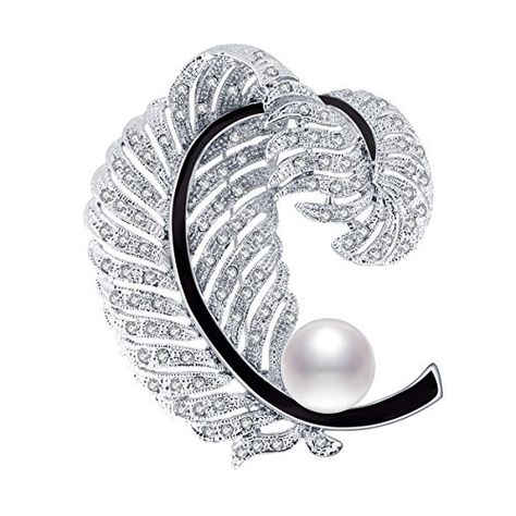 RAINBOW BOX  RBB004  Elegant Brooch Crystals from Swarovski  2017 Winter Collection White >>> Check this awesome product by going to the link at the image. (This is an affiliate link) H Love, Swarovski Brooch, Feather Brooch, Swarovski Crystal Jewelry, Brooch Jewelry, Pearl Brooch, Valentines Jewelry, Christmas Gift Jewelry, Swarovski Jewelry