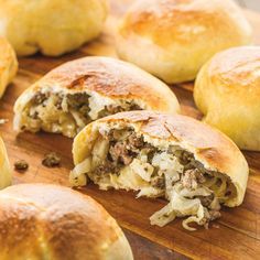 German Cabbage Rolls Bread, Volga German Food, German Meat Pies Beef, Cabbage Rolls In Bread Dough, German Meat Pies, German Hamburger Recipes, Volga German Cabbage And Dumplings, Meat Buns Recipe Ground Beef, Beerock Recipe Recipes