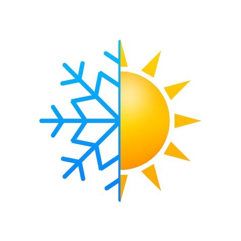 Temperature Logo, Hvac Logo, Weather Logo, Sunny Logo, Change Symbol, Snowflake Vector, Hvac Design, Hot Temperature, Signage Board