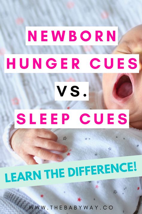 Did you know that newborns are capable to tell us what they need? With baby sleep cues and hunger cues you can figure out if your baby is tired or hungry. #babysleep #babysleepinfo Newborn Sleepy Cues, Newborn Feeding Cues, Newborn Sleep Cues, Newborn Tired Cues, Hunger Cues Baby Newborns, Newborn Eating Amount, Baby Hunger Cues, Baby Cues Chart, Baby Noises Meaning