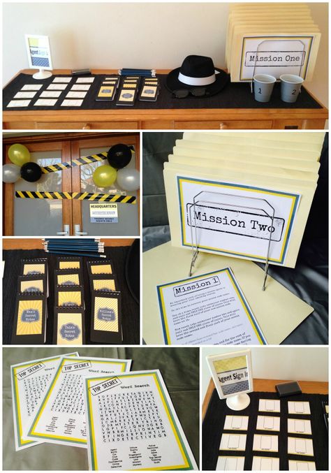 Spy Kids Party, Geheimagenten Party, Escape Room Diy, Secret Agent Party, Spy Birthday Parties, Detective Party, Detective Theme, Clue Party, Mystery Dinner Party