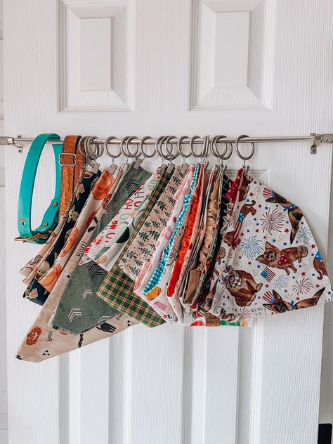 Bandana Storage Ideas, Dog Bandana Storage Ideas, Organize Dog Bandanas, Dog Bandana Storage, Dog Bandana Display Rack, Dog Bandana Organization, How To Display Dog Bandanas, Bandana Organization, Dog Bandana Market Display