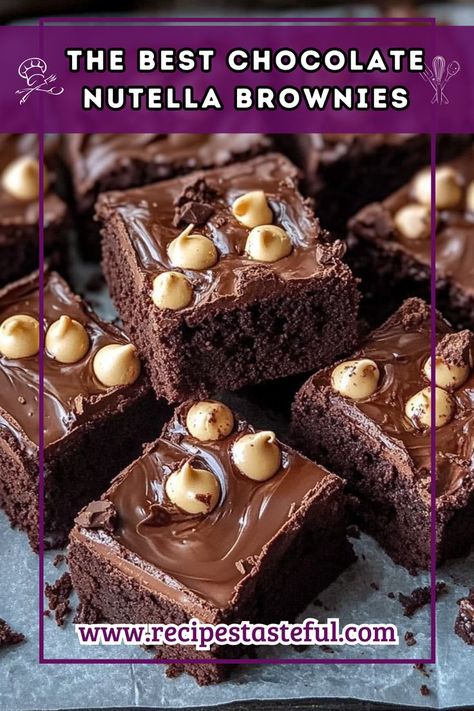 Indulge in the rich, fudgy goodness of these Chocolate Nutella Brownies, featuring layers of dark chocolate and a swirl of Nutella, all topped with toasted hazelnuts for added crunch. Perfect for any chocolate lover! Nutella Brownies, Chocolate Nutella, Quick Weeknight Meals, Bittersweet Chocolate, Ultimate Comfort Food, Chocolate Lover, Chocolate Hazelnut, Best Chocolate, Family Favorites