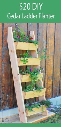 Ladder Planter, Garden Planters Diy, Yard Crafts, Garden Ladder, Garden Walls, Unanswered Questions, Cedar Planters, Wooden Planter, Vertical Garden Diy