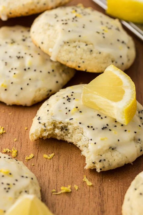 Lemon Poppyseed Cookies Biscuits, Glaze, Cookie Dough, Poppyseed Cookies Recipe, Lemon Poppyseed Cookies, Poppyseed Cookies, Lemon Glaze, Lemon Poppyseed, Dough