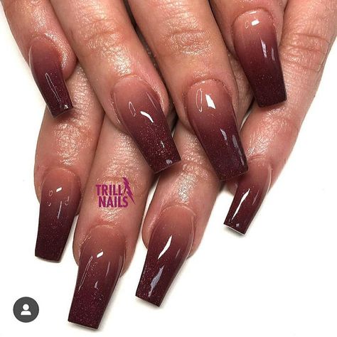 Bougie Nails, Ombre Nails Short, Purple Marble Nails, Ambre Nails, Watercolor Nails, Nails Abstract, Nails Short Coffin, Short Coffin Nails Designs, Red Ombre Nails