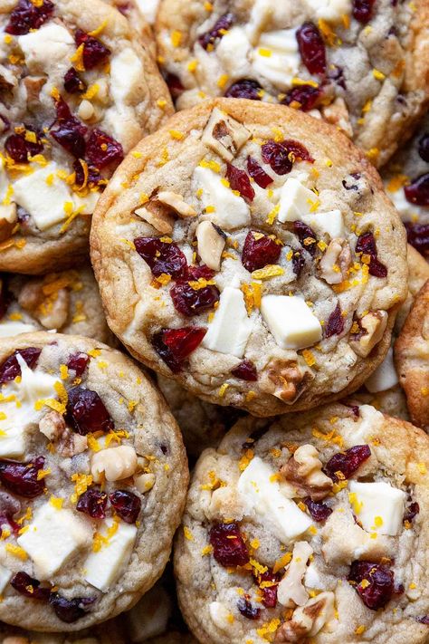 Thick and Chewy White Chocolate Cranberry Cookies | Foodtasia Cranberry Cookie Recipe, Cranberry White Chocolate Cookies, Cranberry Cookie, Chocolate Cranberry Cookies, Cranberry Bliss Bars, White Chocolate Cranberry Cookies, Chocolate Cranberry, White Chocolate Cookies, White Chocolate Chip Cookies