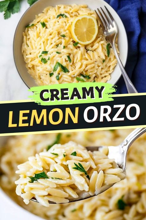 This one pot lemon orzo pasta is a quick and easy weeknight dinner you can have ready in under 30 minutes. It’s hearty, bright, and budget-friendly. Creamy Lemon Orzo, Lemon Orzo Pasta, Creamy Orzo Pasta, Orzo Pasta Recipes, Creamy Orzo, Orzo Recipe, Lemon Orzo, Orzo Recipes, Orzo Pasta