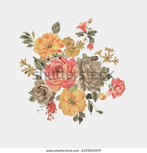 Botanical Flower Art, Flower Bunch, Roses Drawing, Flower Art Images, Fabric Roses, Flower Background Wallpaper, Digital Flowers, Watercolor Rose, Bunch Of Flowers